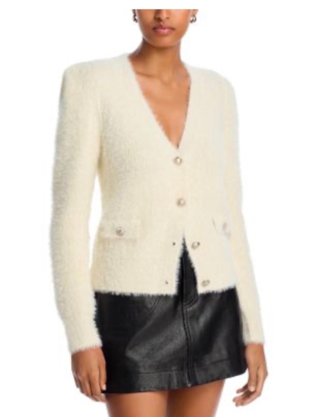 Aqua Eyelash V Neck Cardigan (Bloomingdale’s Exclusive)  Vanilla Color